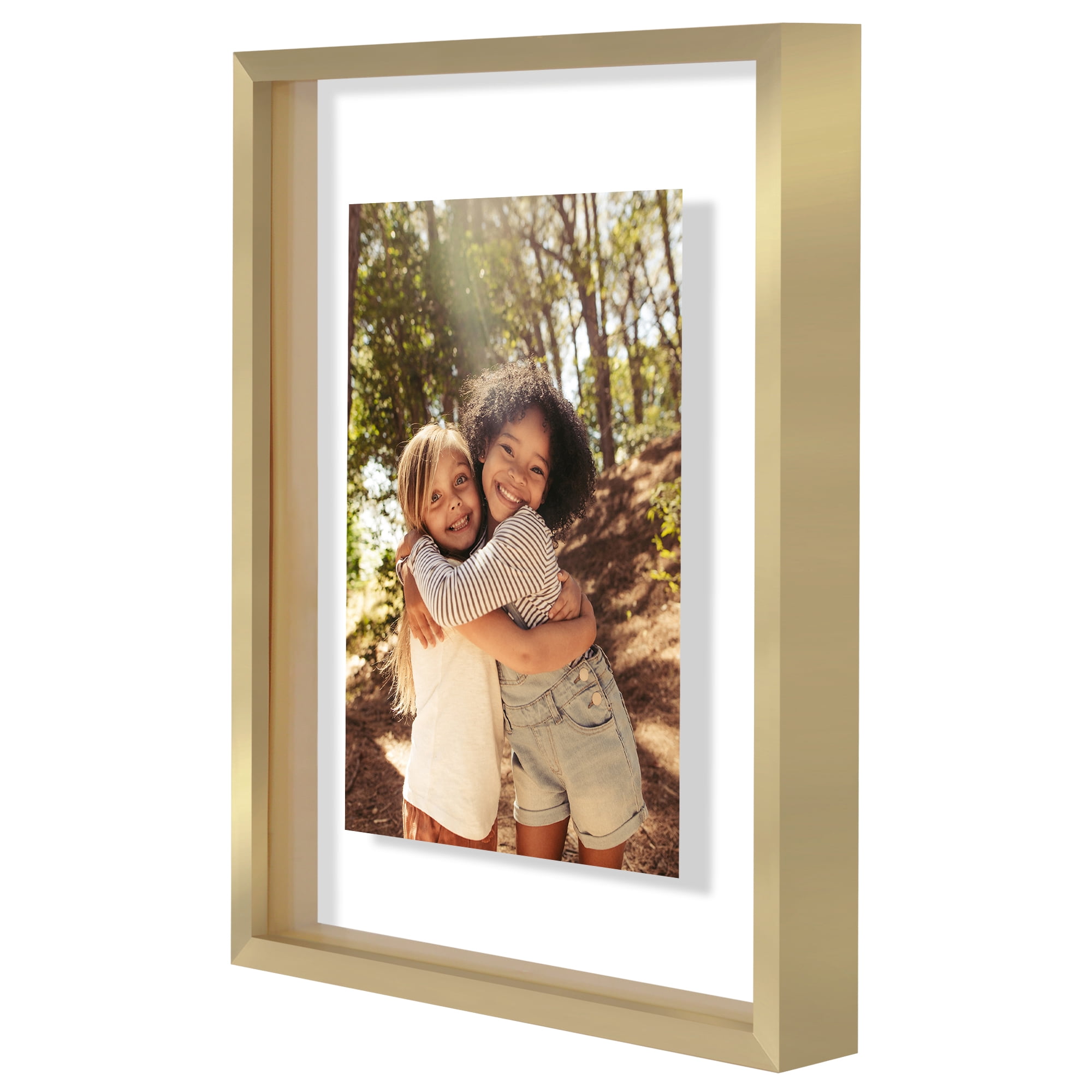 Americanflat 8x10 Picture Frame with Shatter-Resistant Glass Aluminum Floating Display Photo Signature - Gold