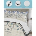 thumbnail image 4 of Quilts Twin Size, Blue Eucalyptus Leaves Soft Comforter Bedding Set for Bed, Farmhouse Retro Botanical Floral Lightweight Quilted Bedspread with Pillow Cover(2 Pieces) for All Season, 68x86 Inch, 4 of 6