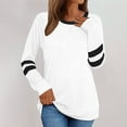 thumbnail image 2 of Lenpel Women's Long Sleeve Tops Casual Crew Neck Color Block Basic Tunic Shirts Spring Fall Fashion Outfits, 2 of 6