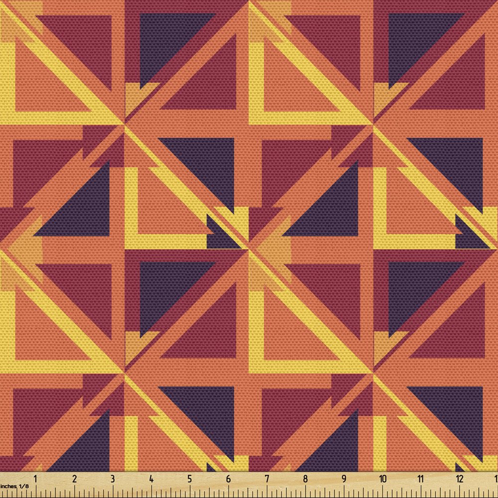 Geometric Fabric by The Yard, Triangles and Rhombuses with Warm Colors