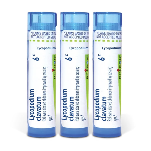 Boiron Lycopodium Clavatum 6C, Homeopathic Medicine for Bloated Abdomen Improved By Passing Gas, 3 Count (3 x 80 Pellets)
