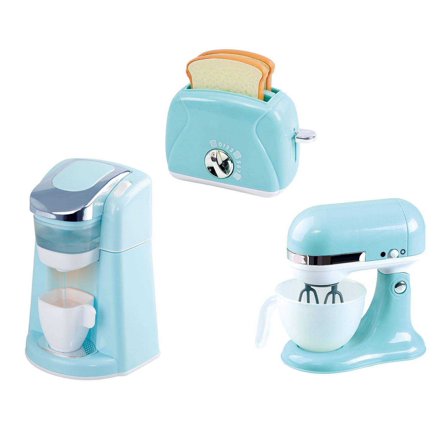Playgo TEAL Gourmet Kitchen Appliances 3 pc set Coffee Maker Mixer Blender 