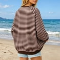 thumbnail image 5 of Resicozy Oversized Sweatshirt for Women Fall Striped Long Sleeve Shirt Crewneck Sweatshirts Y2K Workout Tops Coffee S, 5 of 7