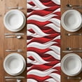 thumbnail image 6 of Red White Moire Table Runner - 70 Inch Long, Kitchen Dining Table Runner Dresser Scarves, Modern Abstract Art Farmhouse Decor for Coffee Tables Wedding Party Banquet, 6 of 8