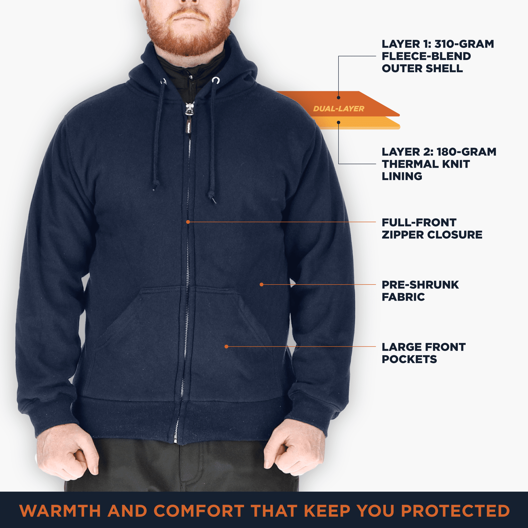 RefrigiWear Men's Thermal Lined Sweatshirt