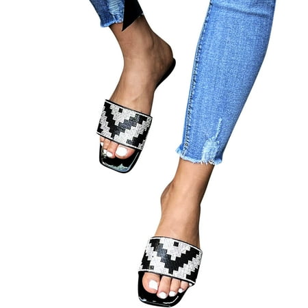 

Cathalem Women Correction Sandals Flip-Flop Pearl Summer Fashion Sandals Casual Women Flat Strap Shoes Sandal Sandals Fashion Sandal Black 7