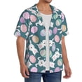 thumbnail image 2 of Fotbe Cute Rabbit Easter Camisa Estampada de Manga Corta para Hombre, Casual de Verano, Estilo Playero, Sin Arrugas-Small, 2 of 5