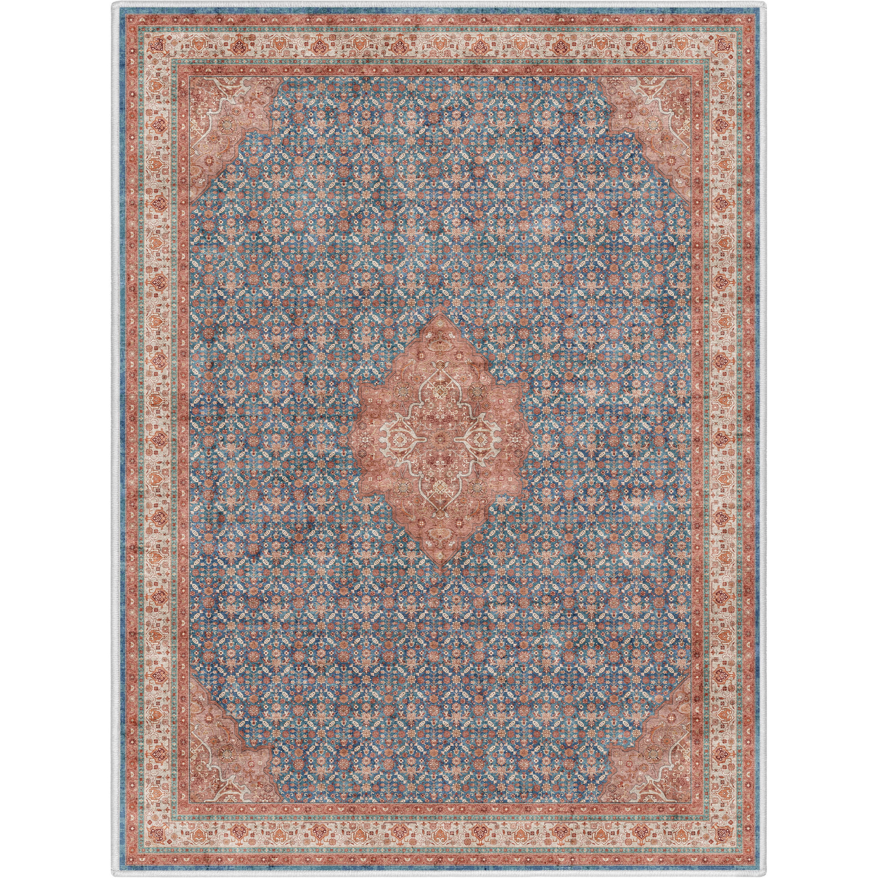 Well Woven Asha Lilith Vintage Oriental Blue Red 3'11" x 5'3" Area Rug