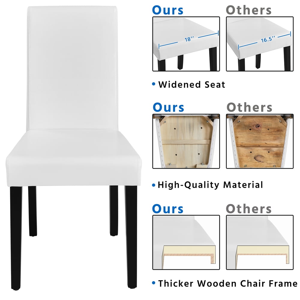 Alden Design Padded Parson Dining Chairs with Solid Wood Legs, Set of 4, White