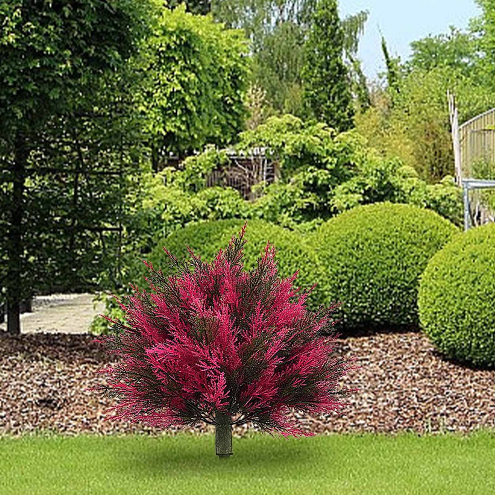 Artificial Fall Flowers Garden Stake for Outdoor, 23.6'' Plastic Faux Flower for Verandah Window Garden Office Patio Front Porch UV Resistant for Planter(Purple)