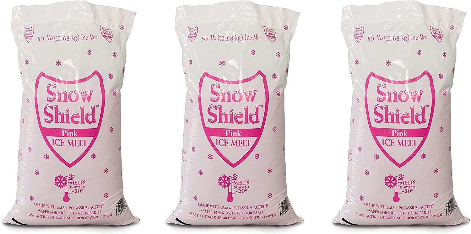 Snow Shield Ice Melt, Pink (50 Pound Bag) Effective to 0°F, Safe for