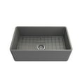 thumbnail image 3 of BOCCHI Classico Farmhouse Apron Front Fireclay 30 in. Single Bowl Kitchen Sink with Protective Bottom Grid and Strainer in Matte Gray, 3 of 6