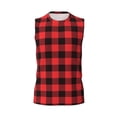 thumbnail image 4 of Yiaed Buffalo Plaid Red Black Print Men's Singlet Vests Summer Running Muscle Tank Tops Gym Undershirt Round Neck Sleeveless for man, 4 of 5
