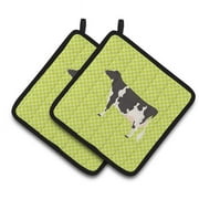 Holstein Cow Green Pair of Pot Holders - Green