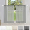 thumbnail image 2 of 1/2Pcs Waterproof Sheer Short Curtains for Living Room Solid Colour Voile Panels Kitchen Cafe Tulle Window Treatments Rod Pocket, 2 of 10