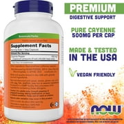 NOW Cayenne (Capsicum annuum) 500 mg, 360 Veg Capsules