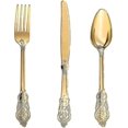 thumbnail image 1 of 300pcs Gold Plastic Silverware Dinnerware Flatware- Heavyweight Gold Plastic Cutlery Set, 100 Gold Forks, 100 Gold Spoons, 100 Gold Knives, Gold Utens, 1 of 5