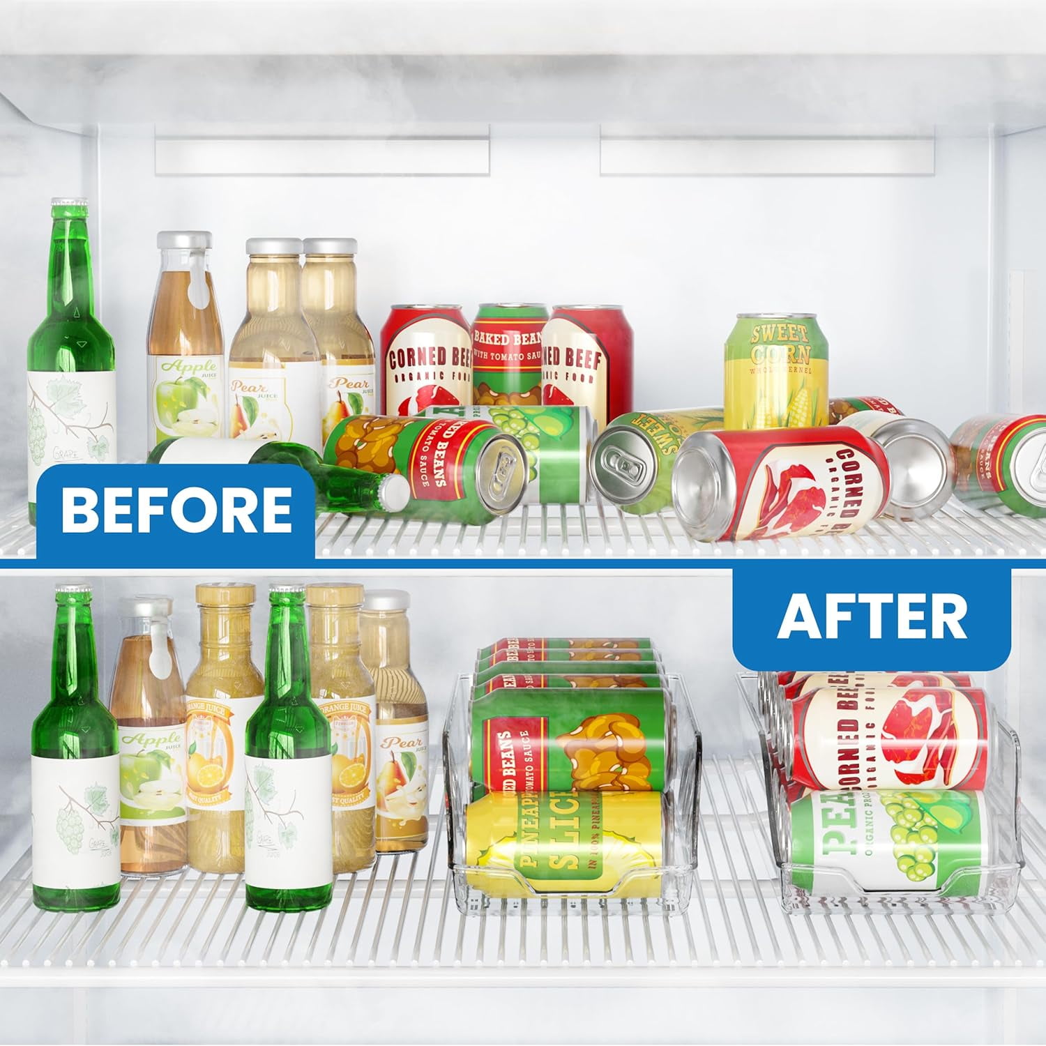 Soda Can Organizer for Refrigerator, Fridge Organizer,  Set of 4 Drink Organizer for Fridge