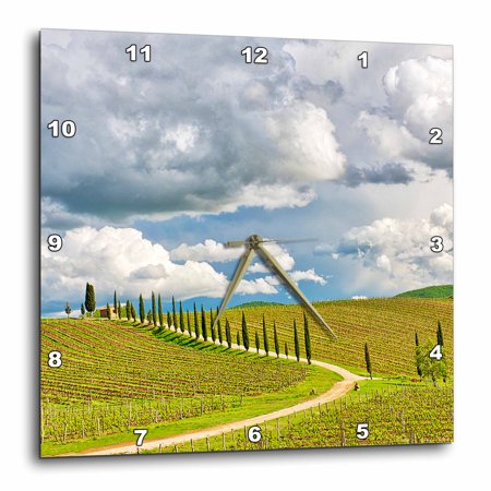 3drose, Italy, Tuscany. Chianti Region, Winding Road Through Spring Vineyards, 13x13 Wall Clock