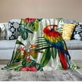 thumbnail image 2 of JEUXUS Palm Leaves Throw Blanket Parrots Plush Blanket for Kids Boys Girls Tropical Exotic Birds Sherpa Blanket Hibiscus Flowers Fuzzy Blanket for Sofa Bed Couch, Colorful Room Decor, 2 of 6