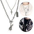 thumbnail image 2 of Collier en couches Collier pendentif croix de mode créative Collier de charme de lapin, 2 of 10