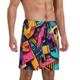 thumbnail image 2 of Vsdgher Vibrant Graffiti Urban Art Print Men's Pajama Shorts Lounge Bottoms Sleep Shorts Elastic Waist Lightweight PJ Shorts with Pockets-XX-Large, 2 of 6