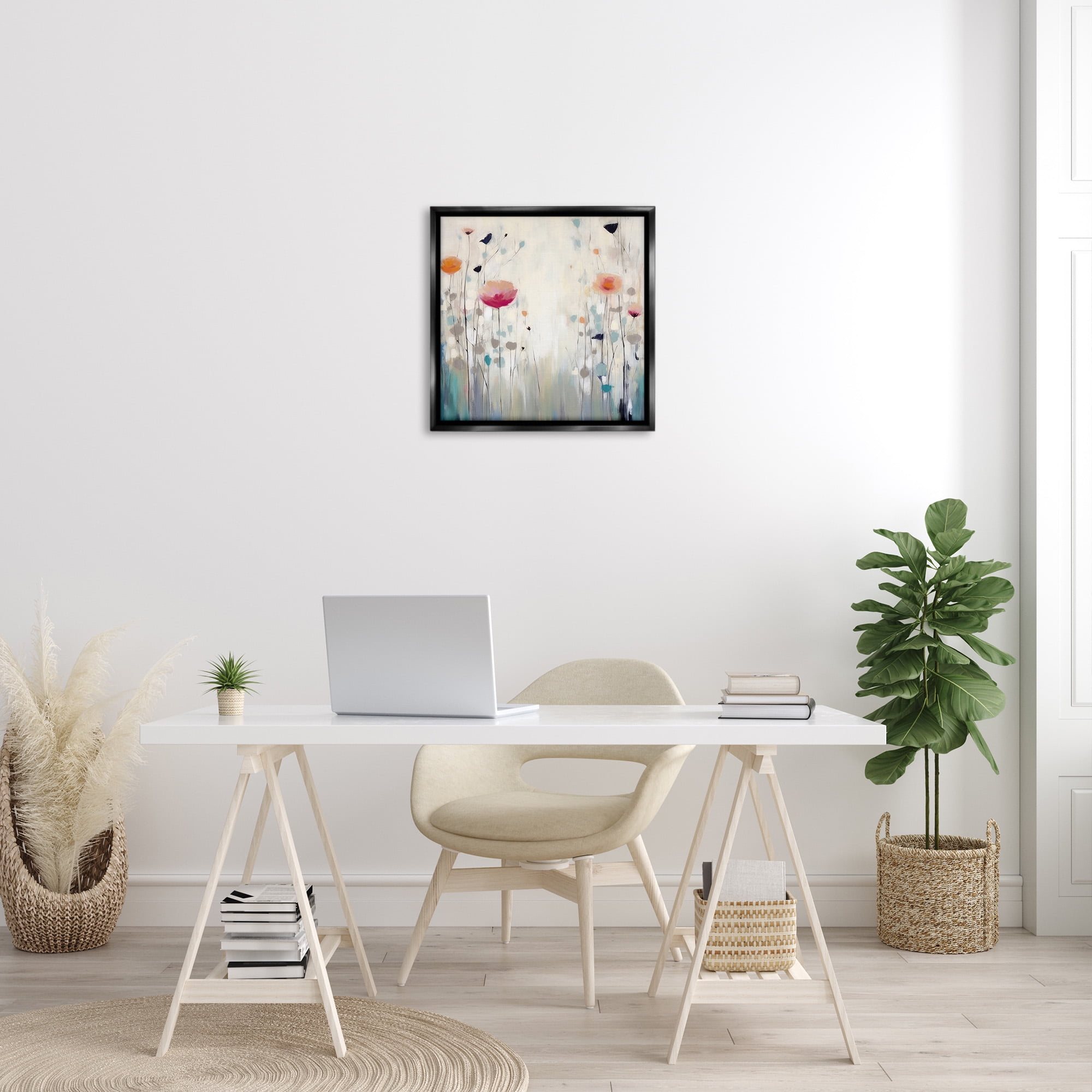 Stupell Industries Pastel Poppies Painting Botanical & Floral Painting Black Floater Framed Canvas Art Print Wall Art, 25 x 25