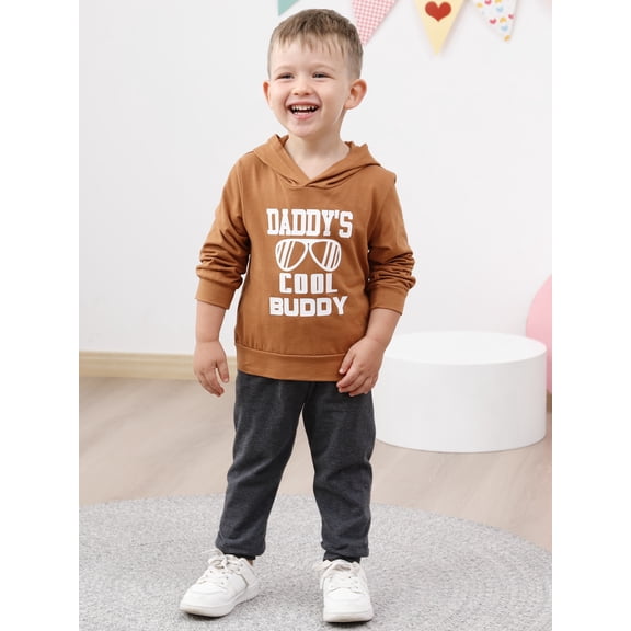 CARETOO Toddler Baby Boys Clothes Letter Printed Hoodie Sweatshirt Top Trousers
Pants Loose 2PCS Set