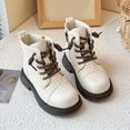 thumbnail image 4 of GobdXE Ankle Boots Solid Croc Embossed Lace Up Side Zipper Thick Lug Sole Casual Shoes White,9-9.5 Years, 4 of 9