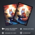 thumbnail image 3 of Kitsune Fox Spirit Painting Orange Green Blue Digital Art Conceptual Depiction Mythical Creature in Autumn Forest Landscape with Temple Unframed Wall Art Print Poster Home Decor Premium, 3 of 3