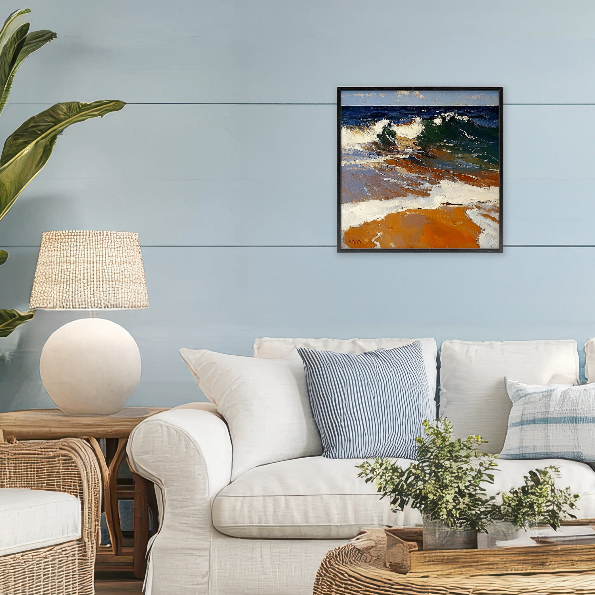 Stupell Industries Glassy Wave Break Black Framed Giclee Art, design by Walker Noble