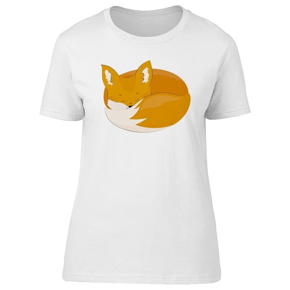 Sleeping Orange Cartoon Fox T-Shirt Women -Image by Shutterstock, Female Medium