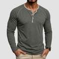 thumbnail image 2 of GEWSEY Men's Henry Long Sleeved T-Shirt Cotton Casual Button Lightweight Pullover Shirt Soft Stretch Tees Tops (Dark Gray, XXL), 2 of 6