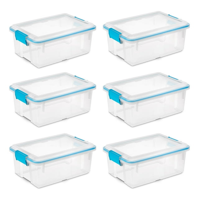 Sterilite Bac de Rangement en Plastique de 12 Qt avec Joint, Boîte Scellée, (Lot de 6)