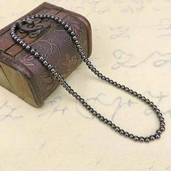 K-KED Fashion Black Hematite Beads Health Care Necklace Women Men Jewelry-6mm