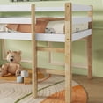 thumbnail image 4 of UHOMEPRO Twin Size Loft Bed, Solid Wood Loft Bed Frame with Wooden Slats, Modern Low Loft Bed for Boys Girls, No Box Spring Needed, Natural-White, 4 of 9