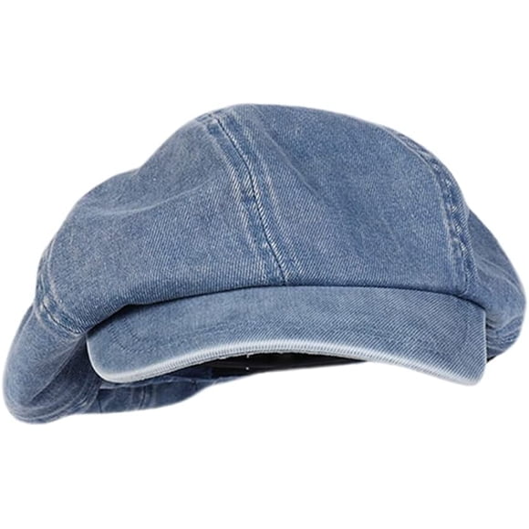 Gorro de mezclilla unisex de gran tamaño para pintor de periódicos, boina plana