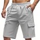 thumbnail image 1 of pstuiky Hombres bajos, Pantalones cortos de lino de verano para hombre, de color liso, con cintura elástica y bolsillo con cordón. Pantalones cortos de entrenamiento, 1 of 6
