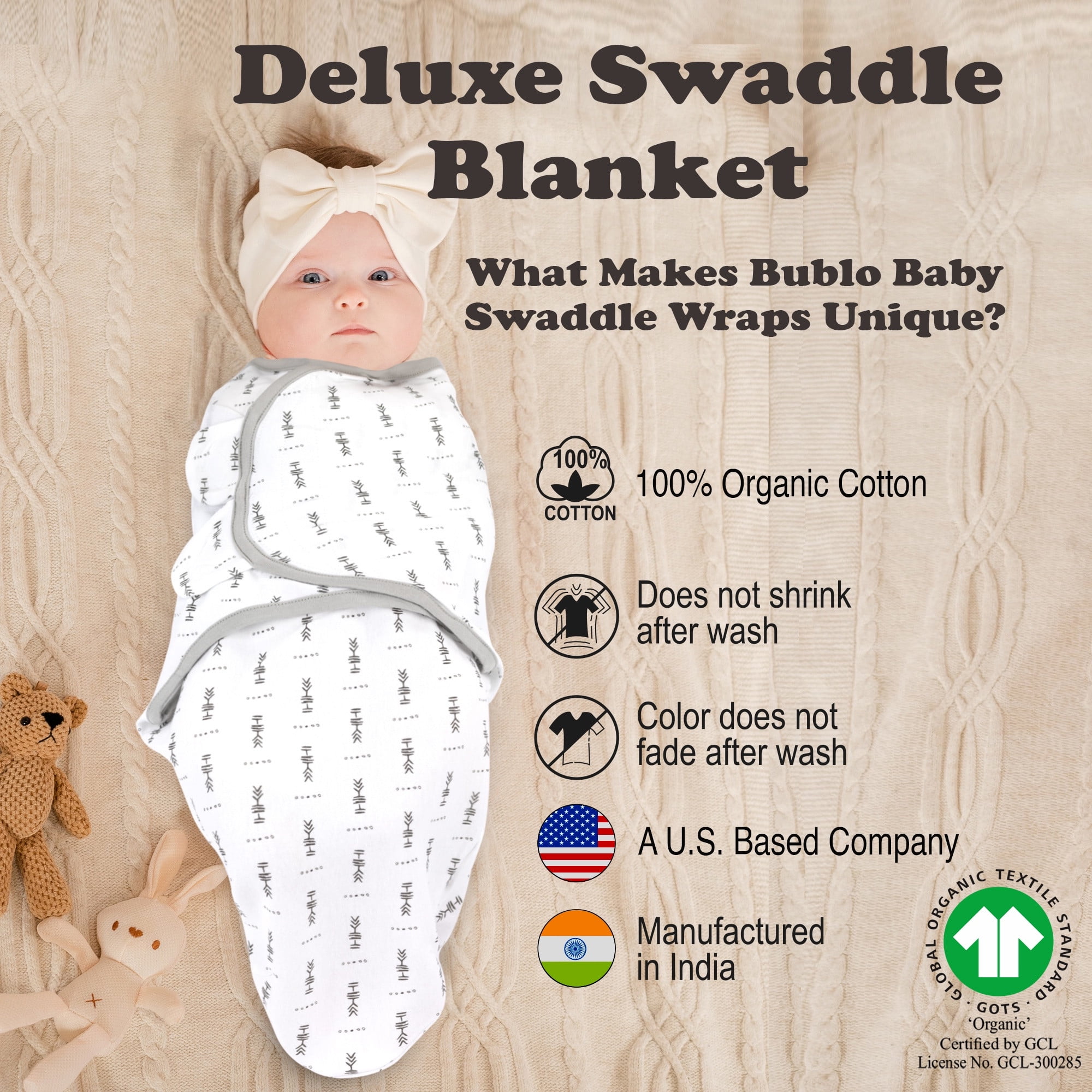 Bublo Baby Swaddles for Newborns 0–3 Months, Organic Cotton Baby Swaddle Blanket, Infant Swaddle Sack, Baby Swaddles 0–3 Months, Newborn Sleep Sacks, Baby Blanket Sleep Sack for Baby Boys & Girls