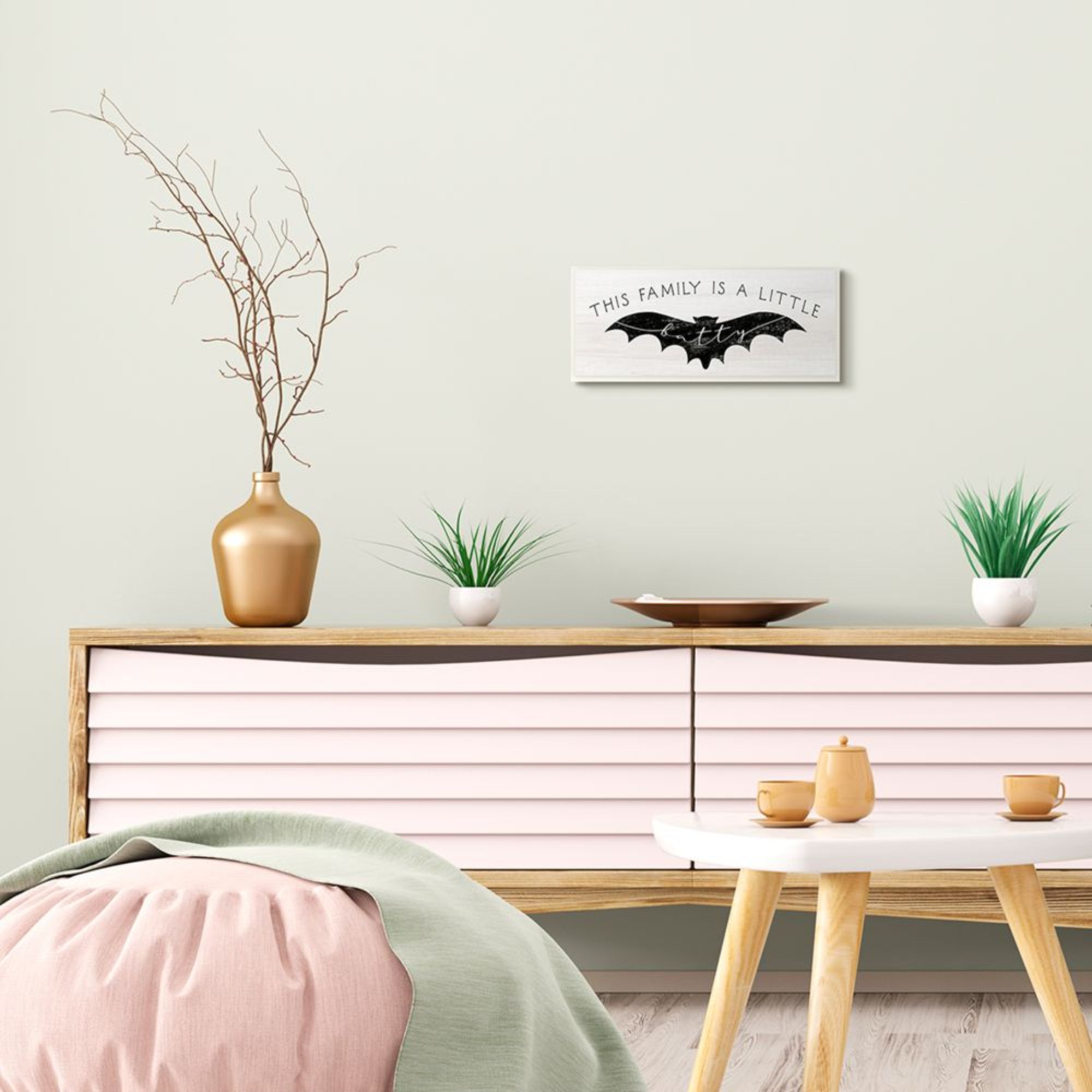 Stupell Industries Family's a Little Batty Phrase Festive Halloween Pun Graphic Art Unframed Art Print Wall Art, 7x17, by Daphne Polselli
