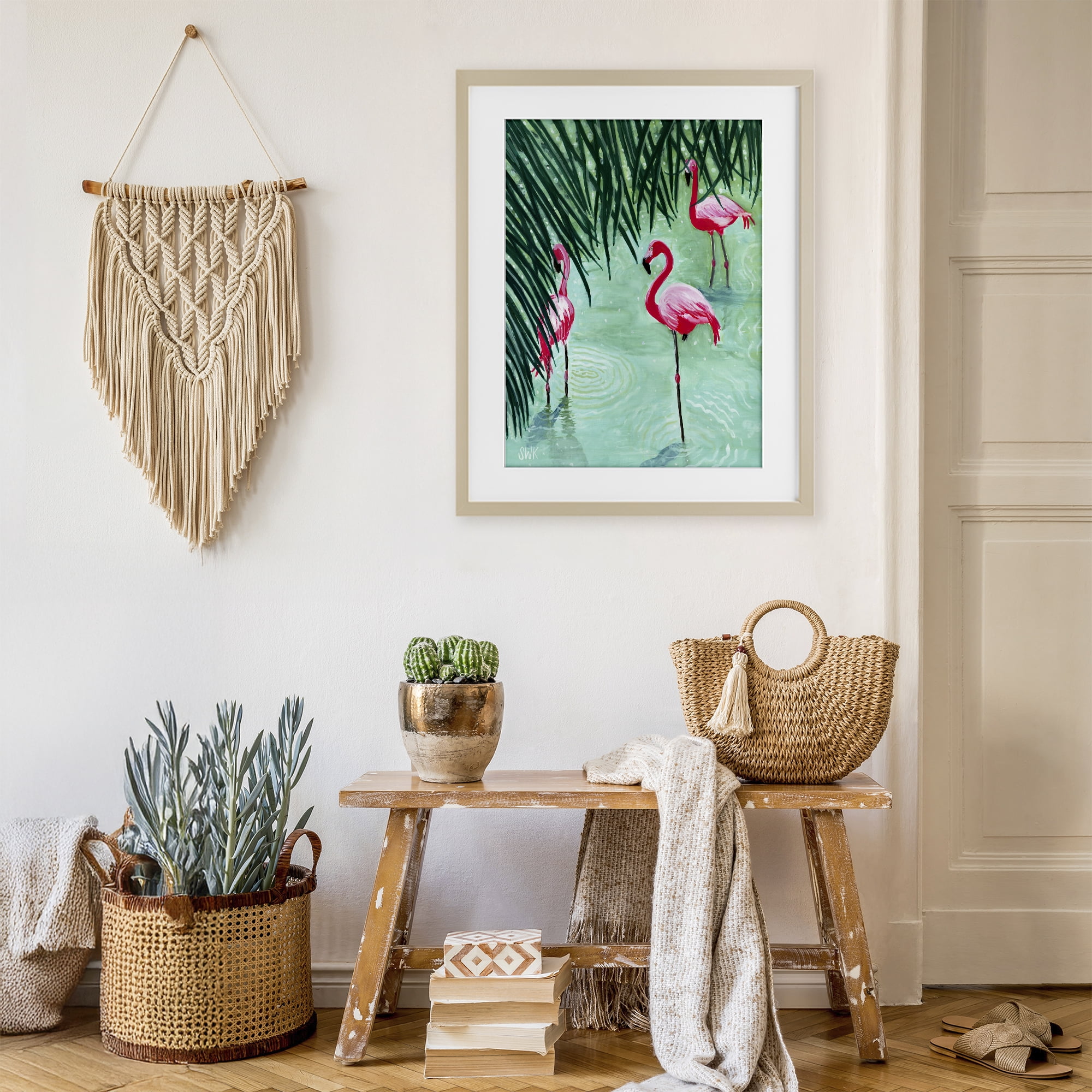 Stupell Industries Shallow Flamingo Pond Birch Framed Print Under Glass, design by Sarah Waldron Kimball