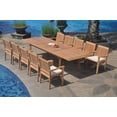 thumbnail image 4 of Grade-A Teak Dining Set: 10 Seater 11 Pc: 118" Double Extension Rectangle Table And 10 Leveb Stacking Arm Chairs Outdoor WholesaleTeak #WMDSWVm, 4 of 4