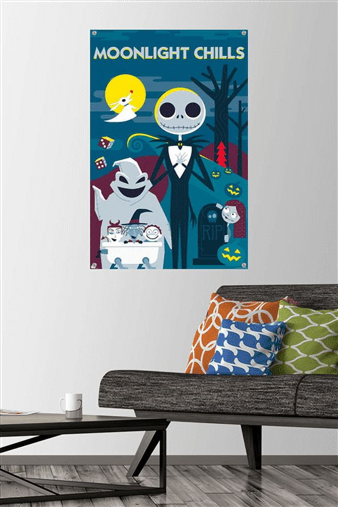 Disney Tim Burton's The Nightmare Before Christmas - Moonlight Chills Wall Poster with Pushpins, 22.375" x 34"