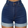 thumbnail image 2 of Pantalones cortos de mezclilla Nikou para mujer azul oscuro, 2 of 9