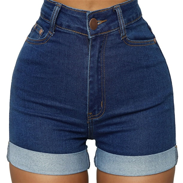 Pantalones Cortos De Mezclilla,Pantalones Cortos De Mezclilla para Mujer Pantalones Cortos De Mezclilla Elásticos De Alta Mujer Pantalones Cortos De Mezclilla De Verano Optimizados para La Excelencia