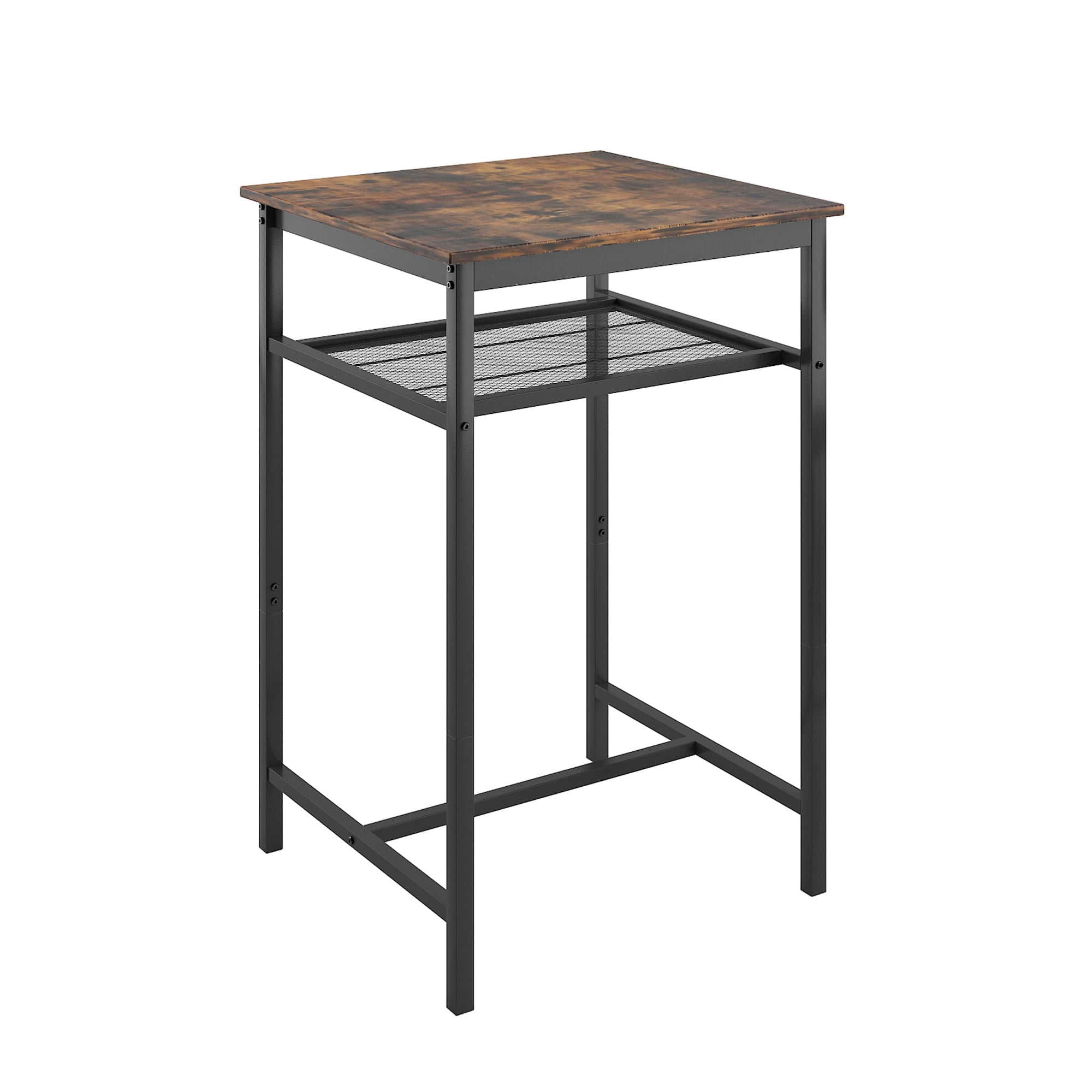 Aukfa Bar Table Set for 2, Dining Table Set w/ Bench & 2 Chairs, Brown