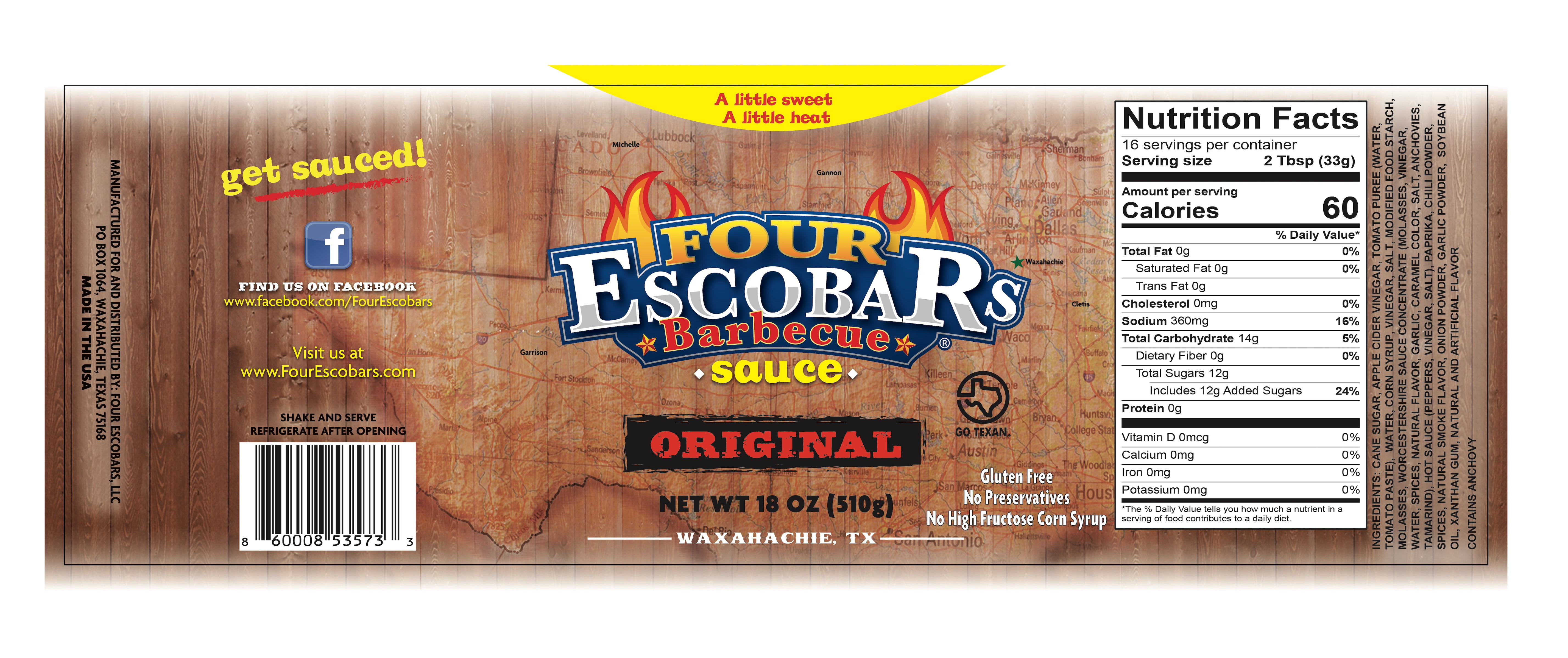 (6 pack) Four Escobars Original Barbecue Sauce
