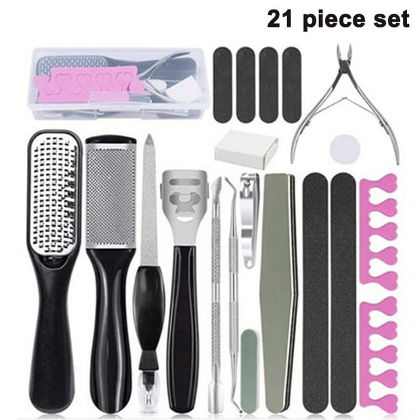 Juego de herramientas de pedicura profesional, kit de cuidado de los pies, raspador de pies de acero inoxidable, kit de pedicura para eliminar la piel muerta de los pies para hombres y mujeres Ormromra 2035724-3