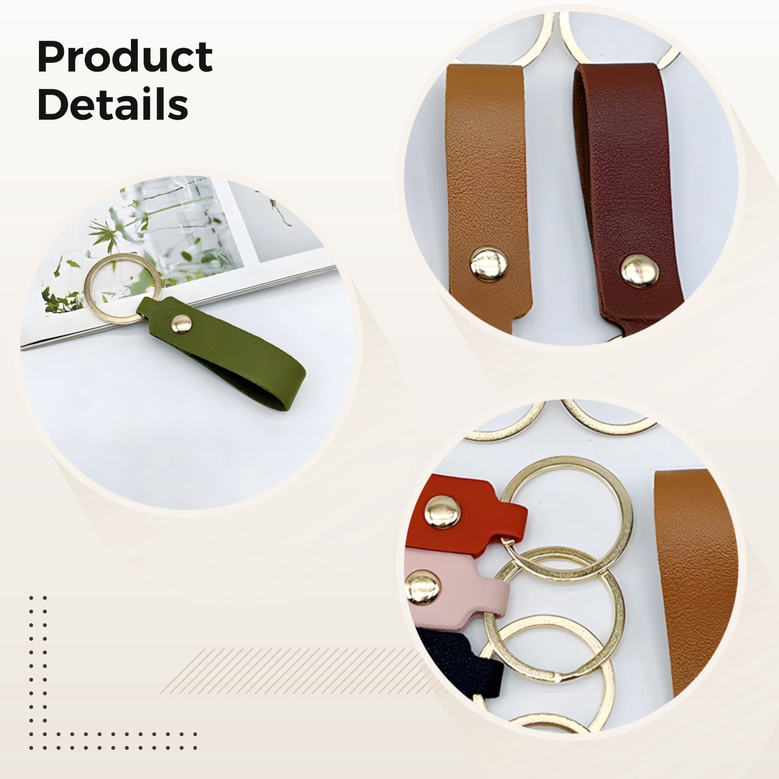 Bulk 100-Pack PU Leather Keychains,Mixed Colors with 1.2 Inch Rings,Soft Faux Leather Key Rings for Party Favors,DIY Crafts,Office, School Supplies,Gift