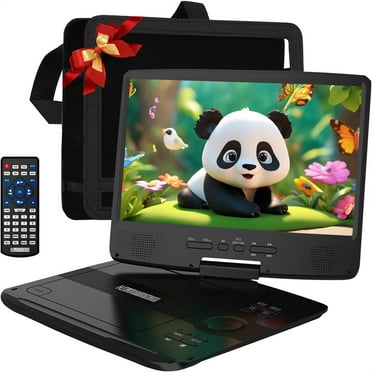 GINOST 12" Portable DVD Player, Premium 10.1" HD Swivel Screen DVD Player for Kids, Built in 5 hours Rechargeable Battery Car DVD Player Support CD/USB/SD Card/Sync TV